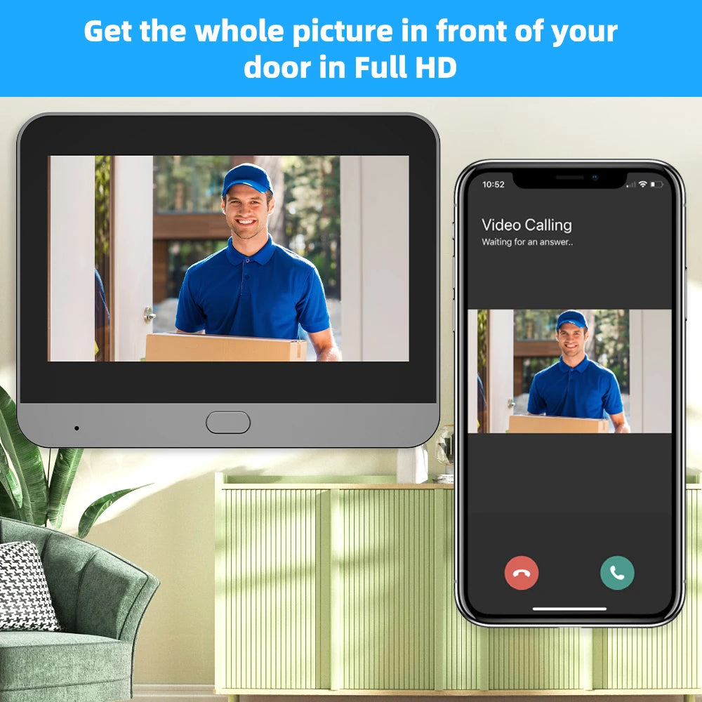 GuardCam 3MP Smart WiFi Doorbell – 5000mAh Battery, PIR Motion, Night Vision