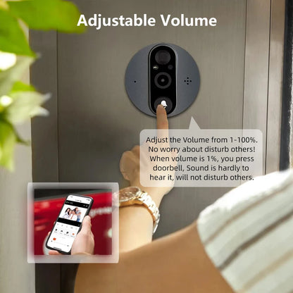 GuardCam 3MP Smart WiFi Doorbell – 5000mAh Battery, PIR Motion, Night Vision
