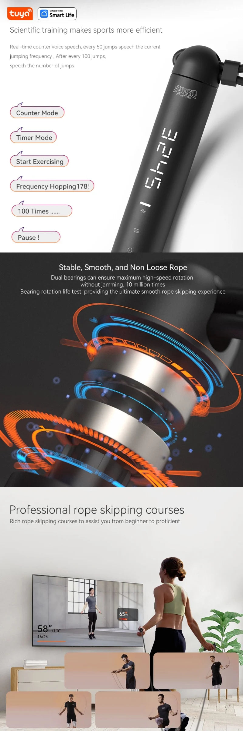 Smart jump rope for cardio workout