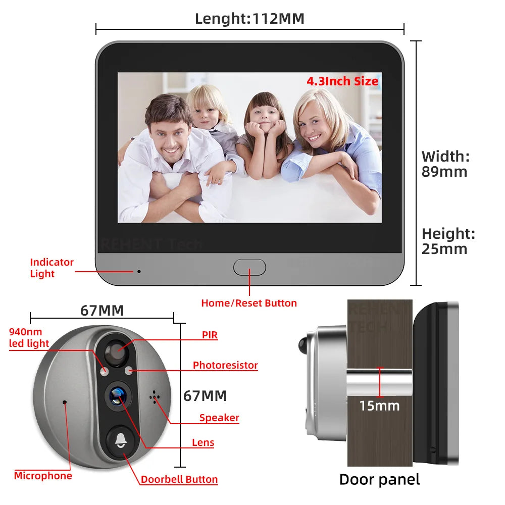 GuardCam 3MP Smart WiFi Doorbell – 5000mAh Battery, PIR Motion, Night Vision