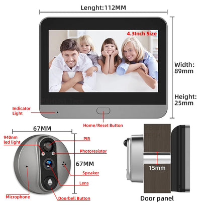 GuardCam 3MP Smart WiFi Doorbell – 5000mAh Battery, PIR Motion, Night Vision